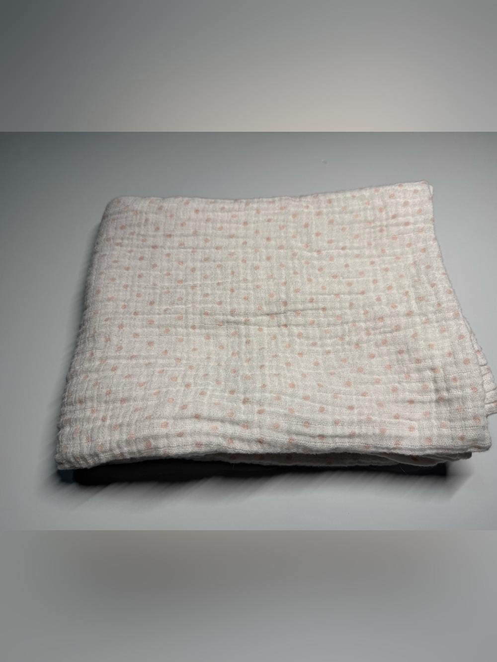 Kyle & Deena White With Pink Polka Dots Muslin Blanket 36x40